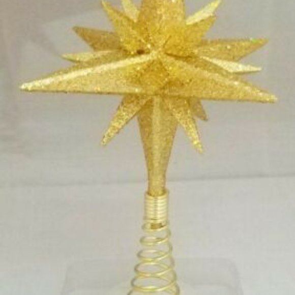 Moravian Star Tree Topper Small Gold Christmas Acrylic 6" Kurt Adler - Picture 2 of 3